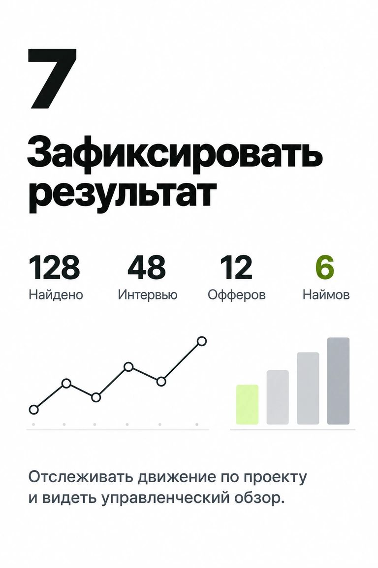 Этап 7: Зафиксировать результат. Отслеживать движение по проекту и видеть управленческий обзор.